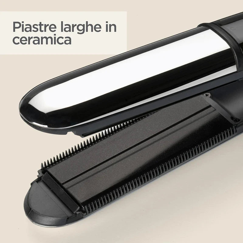 BaByliss Steam Shine Styler, 2-in-1 Steamer Straightener for Effortless Straightening or Light Curls, ST496E