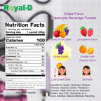 Royal-D Royal-D Electrolyte Beverage Powder - Electrolyte Powder for Dehydration Relief, Isotonic Electrolyte Drink Mix, Electrolyte Drink Mix. Sodium, Potassium - Grape Flavor (8.8 Oz Box, 4 Count)
