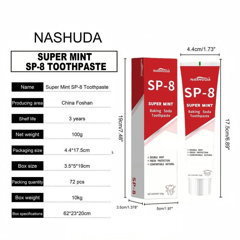 NASHUDA SP-8[Triple Whitening]Probiotic Whitening Toothpaste, Free of Fluoride,Hydrpxyapatite, Anti plaque, Oral Health Management - Specification: 3 PCS