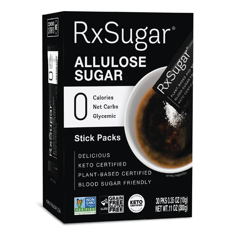 RxSugar 30 Stick Pack Carton 6-Pack | Diabetes-Safe Natural Sugar | Keto Certified | Non-GMO Project Verified | Gluten-Free Certified